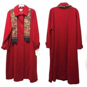 Mario De Pinto 100% Wool Coat Long W/scarf NEW USA